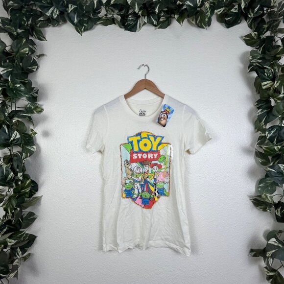 Toy Story Disney Graphic Short Sleeve Shirt Cream NWT Women’s Size S - Picture 1 of 4